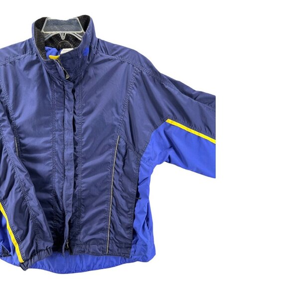 Vintage Womens XL Windbreaker Jacket Hi Lo Blue Multi Hide a Hood Moving Comfort - Picture 4 of 10